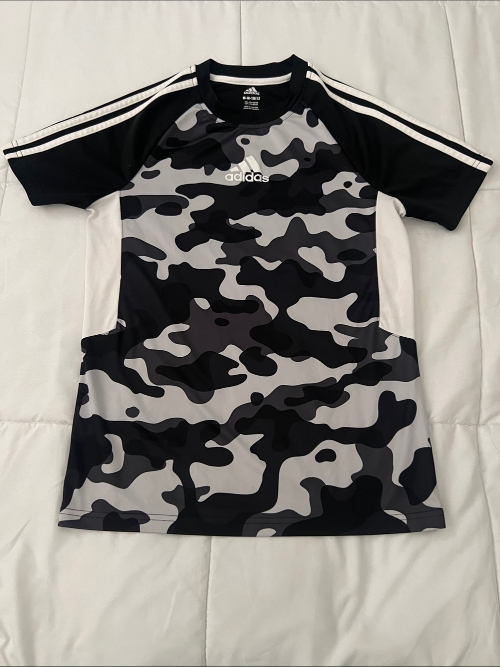 adidas Kids Black & Gray Camo Athletic Tee